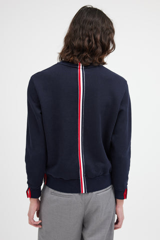 Thom Browne Navy Cotton Milano Crewneck Sweater