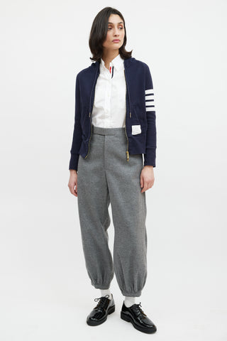 Thom Browne Navy 
Cream Striped Hoodie