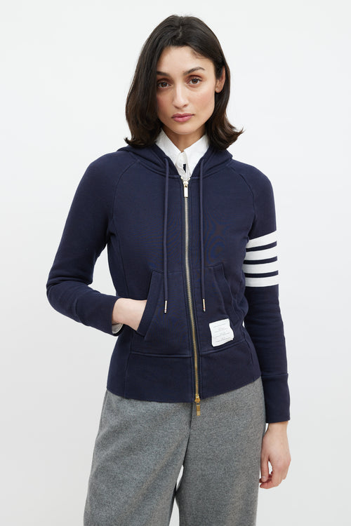 Thom Browne Navy 
Cream Striped Hoodie