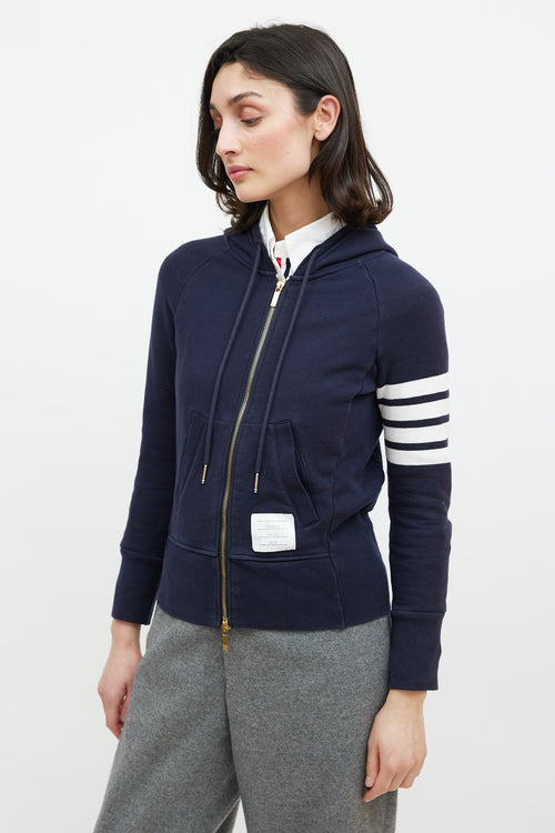 Thom Browne Navy 
Cream Striped Hoodie