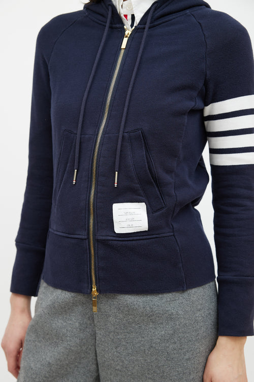 Thom Browne Navy 
Cream Striped Hoodie