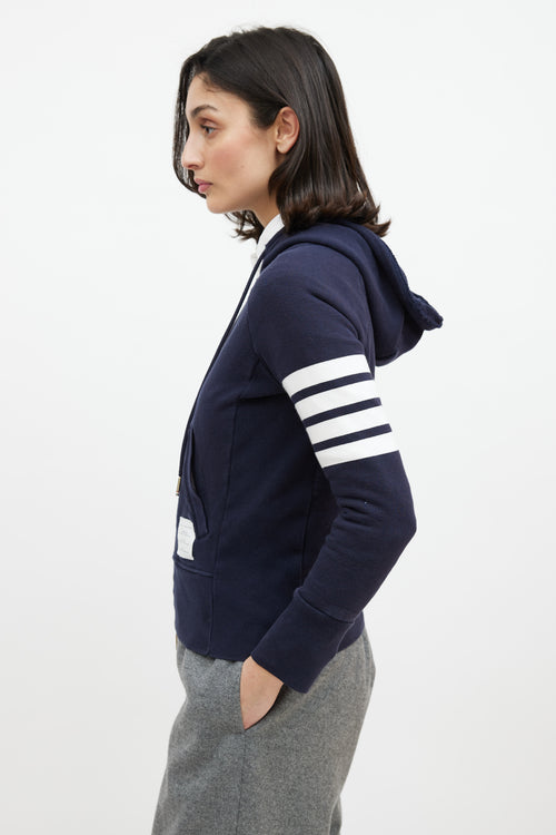 Thom Browne Navy 
Cream Striped Hoodie