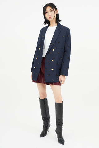 Thom Browne Navy Embroidered Bag Blazer