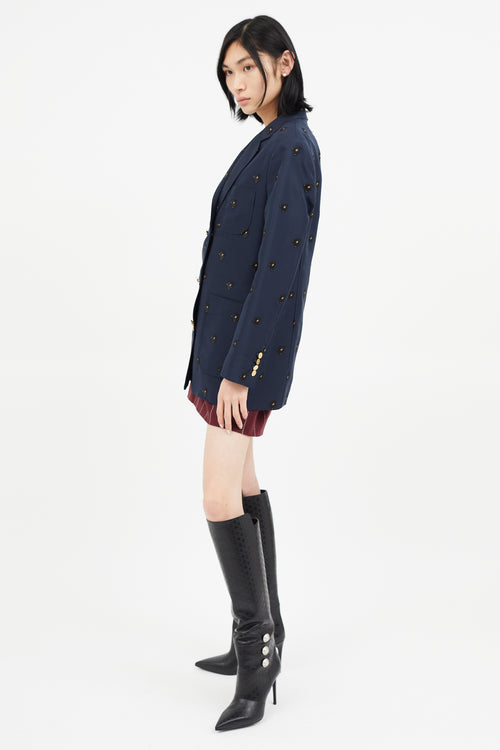 Thom Browne Navy Embroidered Bag Blazer