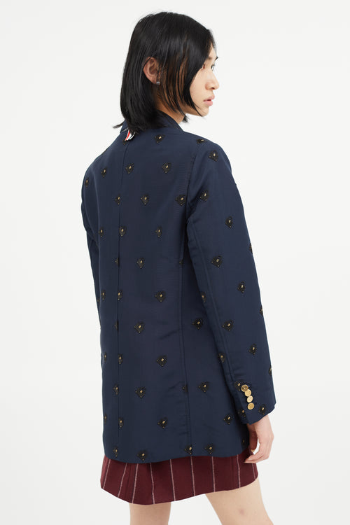 Thom Browne Navy Embroidered Bag Blazer