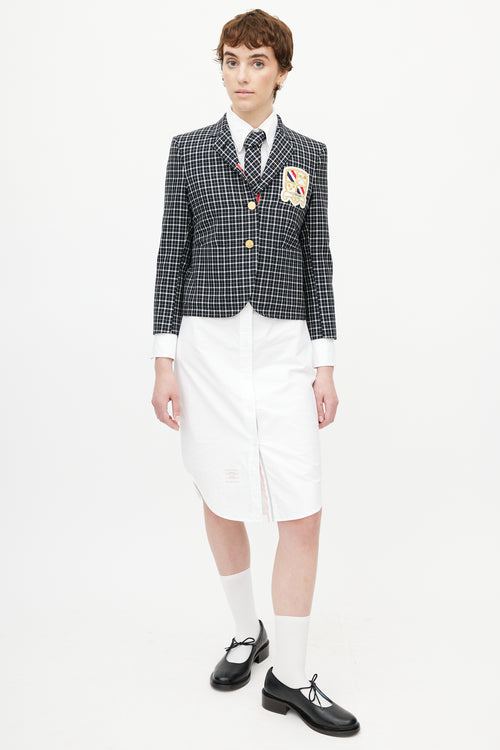 Thom Browne Navy 
Multicolour Plaid Tie Blazer