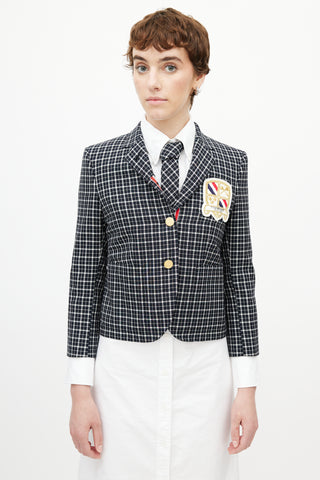 Thom Browne Navy 
Multicolour Plaid Tie Blazer