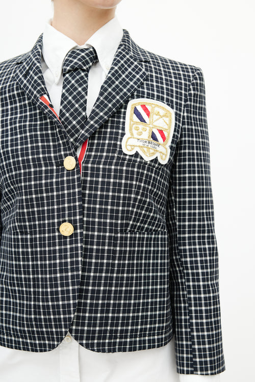 Thom Browne Navy 
Multicolour Plaid Tie Blazer