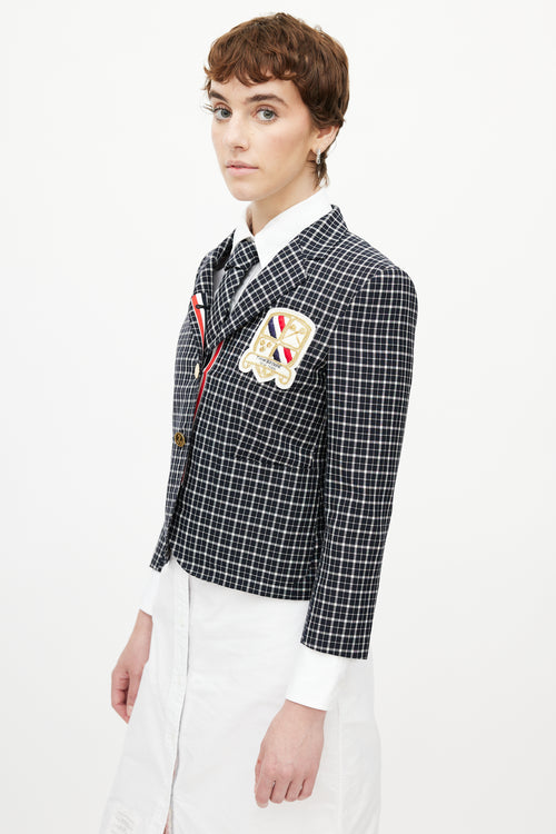 Thom Browne Navy 
Multicolour Plaid Tie Blazer