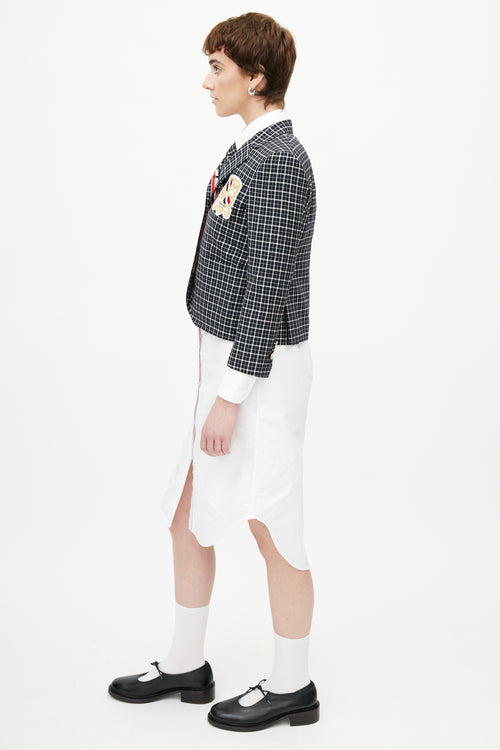 Thom Browne Navy 
Multicolour Plaid Tie Blazer