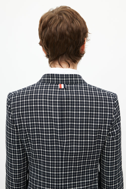 Thom Browne Navy 
Multicolour Plaid Tie Blazer