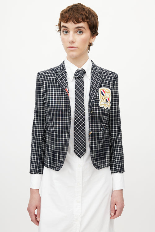 Thom Browne Navy 
Multicolour Plaid Tie Blazer