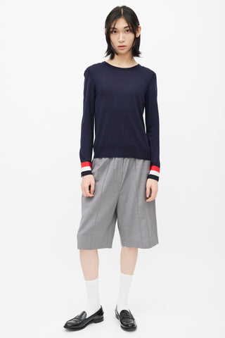 Thom Browne Navy 
Multicolour Stripe Knit Sweater