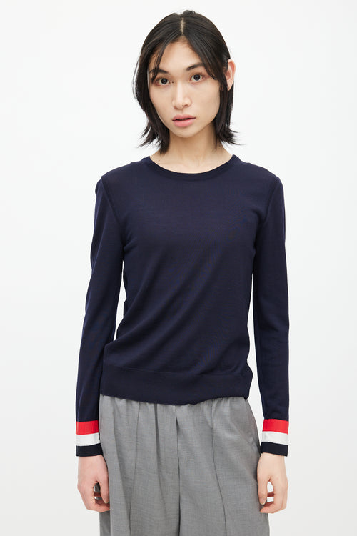 Thom Browne Navy 
Multicolour Stripe Knit Sweater