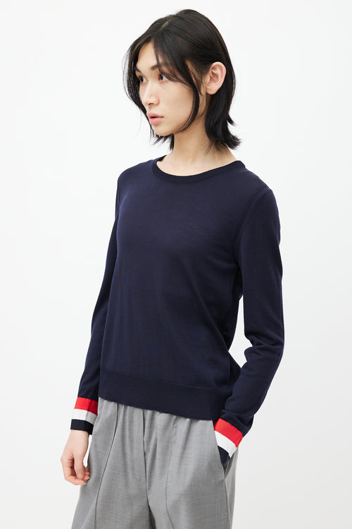 Thom Browne Navy 
Multicolour Stripe Knit Sweater