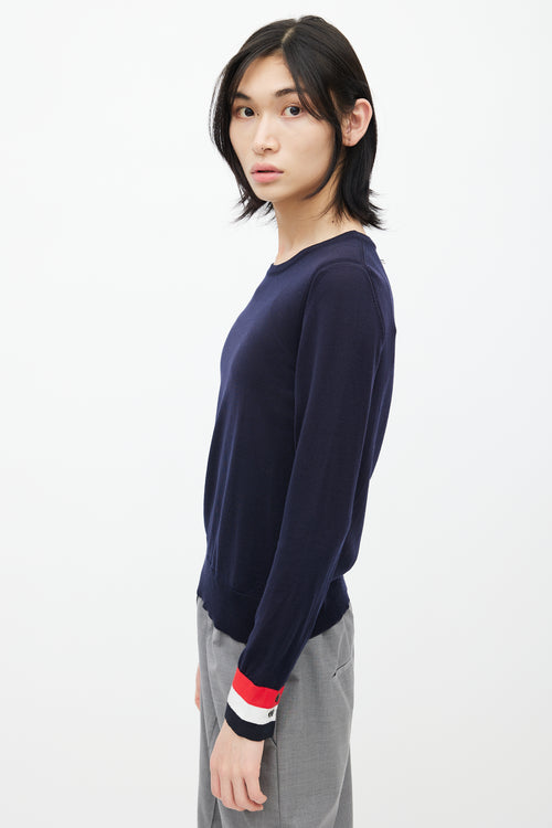 Thom Browne Navy 
Multicolour Stripe Knit Sweater