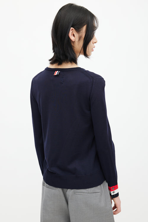 Thom Browne Navy 
Multicolour Stripe Knit Sweater