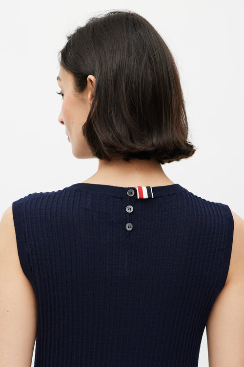 Thom Browne Navy 
Multicolour Striped Trim Sweater Vest