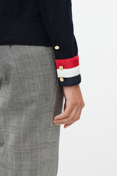 Thom Browne Navy Wool Striped Cuff Sweater