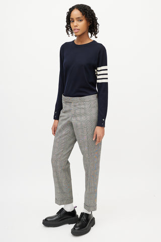 Thom Browne Navy 
White Striped Sleeve Sweater