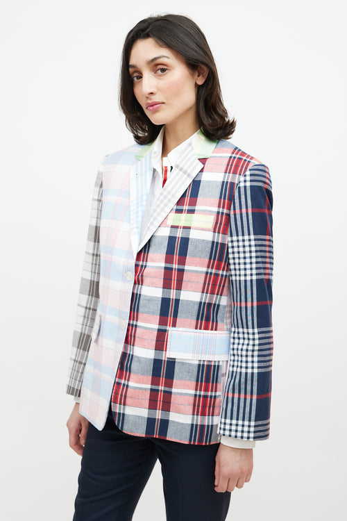 Thom Browne Pink 
Multicolour Plaid Blazer