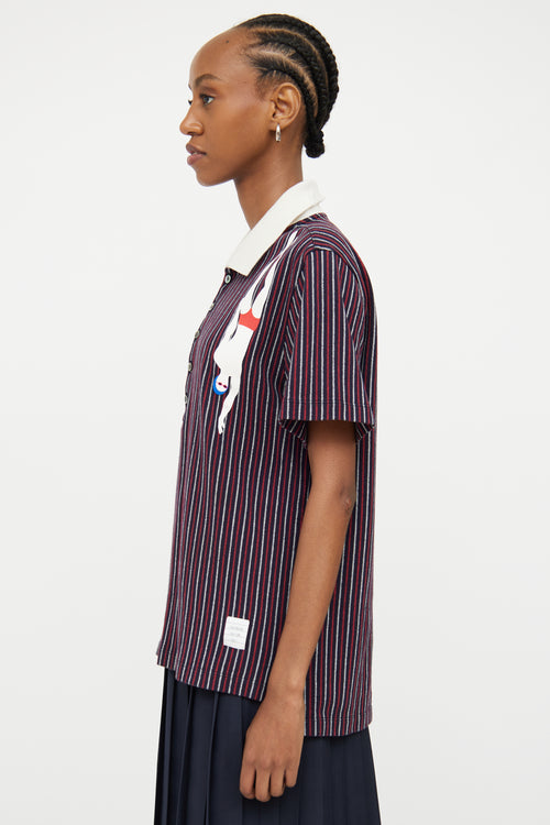 Thom Browne Navy Multi Colour Swimmer Polo Top