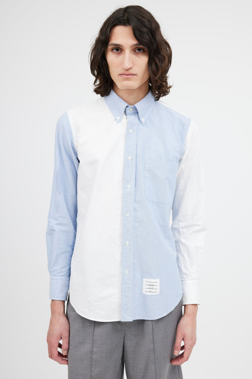 Thom Browne White 
Blue Oxford Long Sleeve Shirt