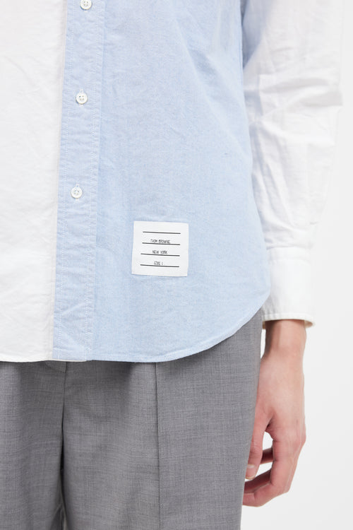 Thom Browne White 
Blue Oxford Long Sleeve Shirt