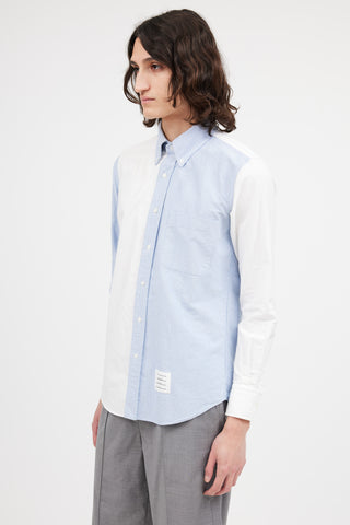 Thom Browne White 
Blue Oxford Long Sleeve Shirt