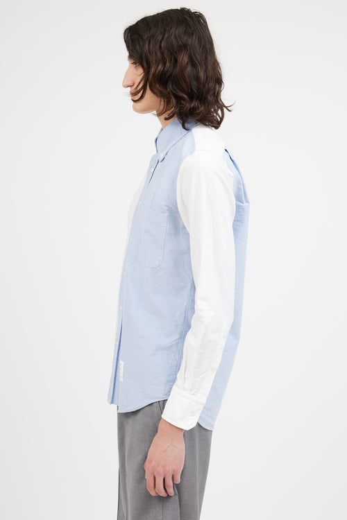 Thom Browne White 
Blue Oxford Long Sleeve Shirt