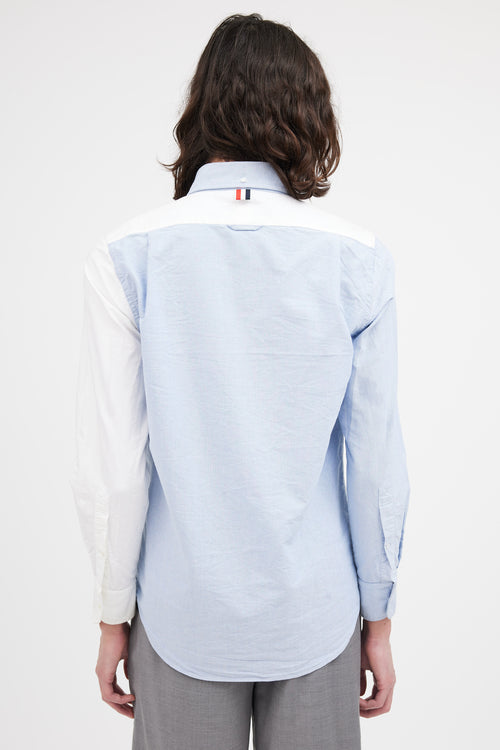 Thom Browne White 
Blue Oxford Long Sleeve Shirt