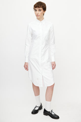 Thom Browne White Button Down Shirt Dress