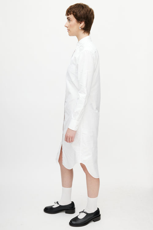 Thom Browne White Button Down Shirt Dress