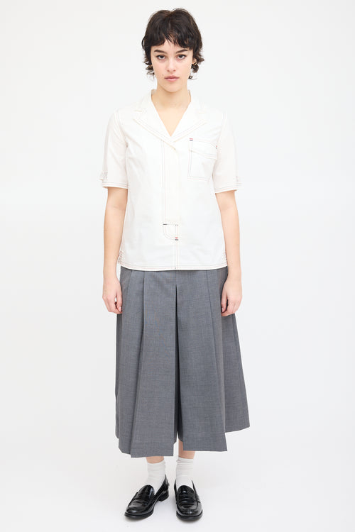 Thom Browne White Cotton Contrast Stitch Shirt