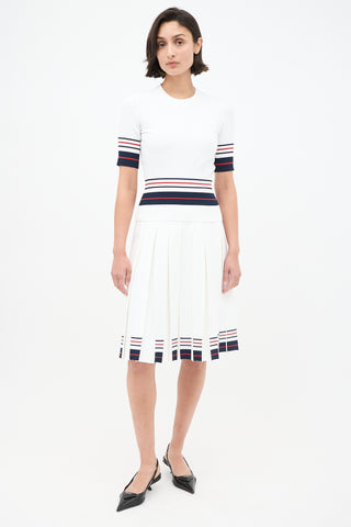 Thom Browne White 
Multi Stripes Knit Skirt Set