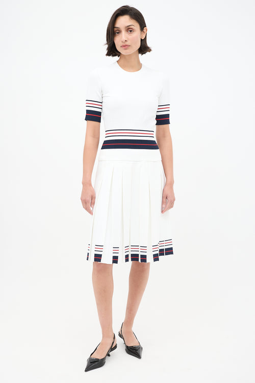 Thom Browne White 
Multi Stripes Knit Skirt Set