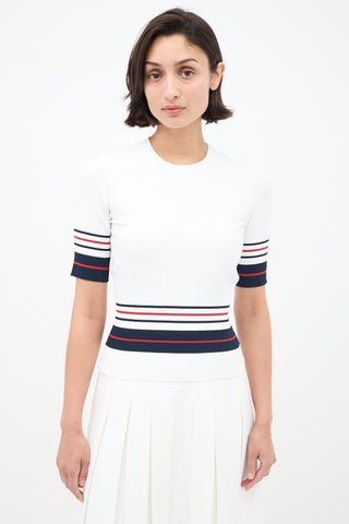 Thom Browne White 
Multi Stripes Knit Skirt Set