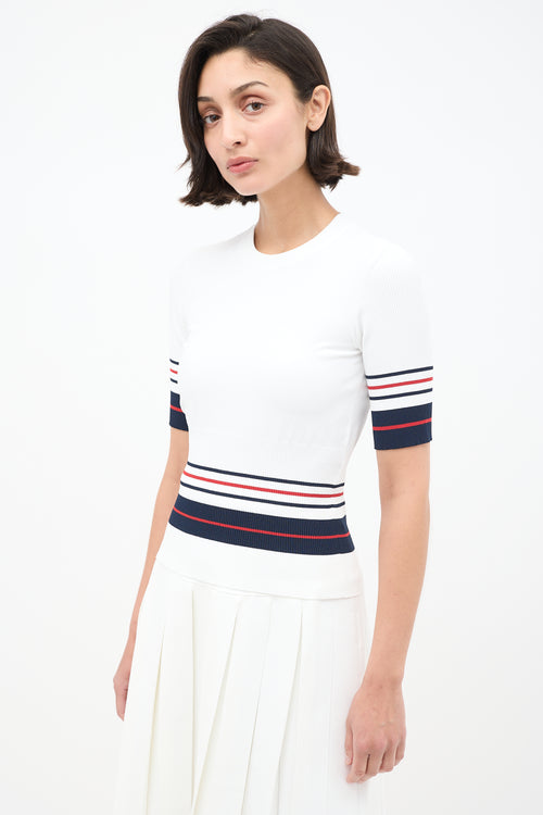 Thom Browne White 
Multi Stripes Knit Skirt Set