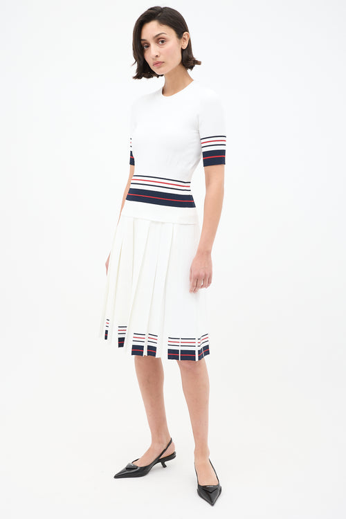 Thom Browne White 
Multi Stripes Knit Skirt Set