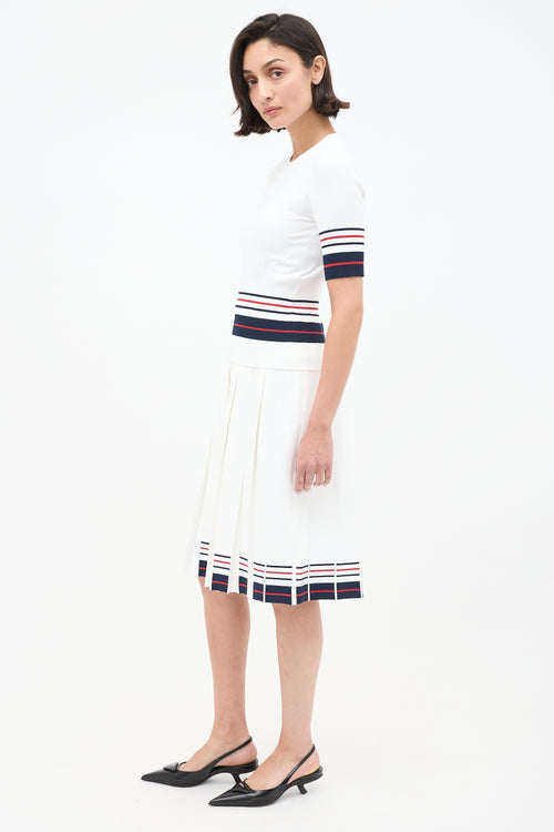 Thom Browne White 
Multi Stripes Knit Skirt Set