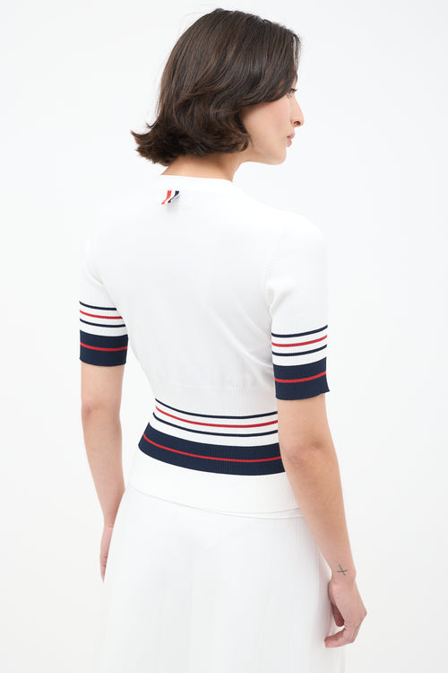 Thom Browne White 
Multi Stripes Knit Skirt Set