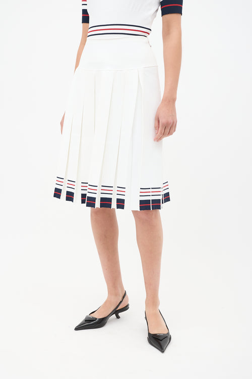 Thom Browne White 
Multi Stripes Knit Skirt Set