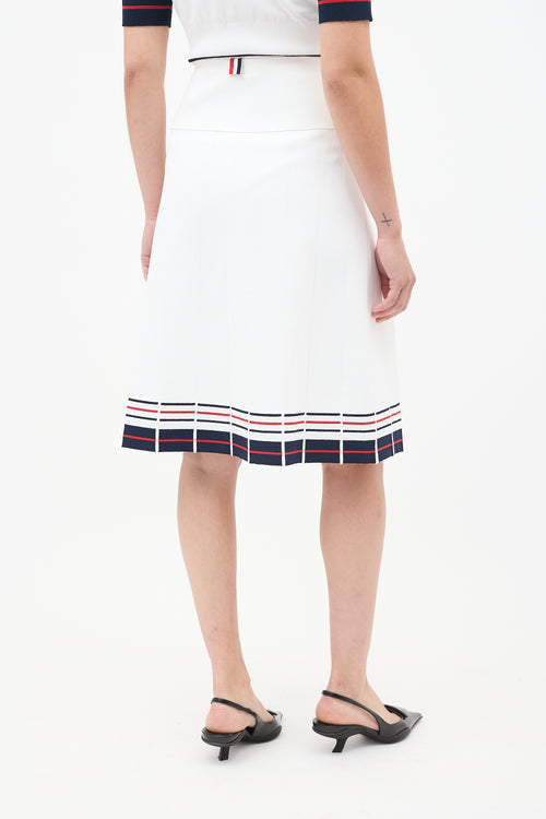 Thom Browne White 
Multi Stripes Knit Skirt Set