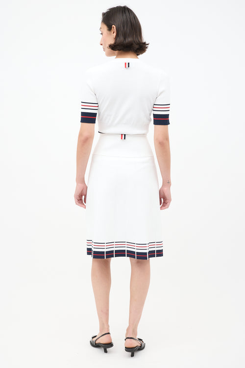 Thom Browne White 
Multi Stripes Knit Skirt Set