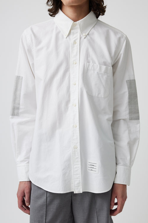 Thom Browne White Oxford Grey Patch Shirt