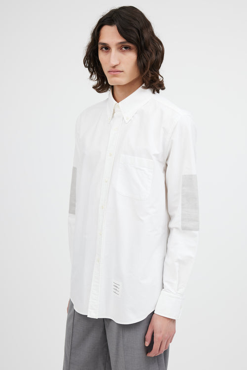 Thom Browne White Oxford Grey Patch Shirt