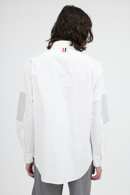 Thom Browne White Oxford Grey Patch Shirt