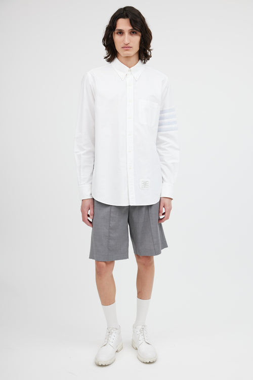 Thom Browne White Oxford Stripe 4-Bar Shirt