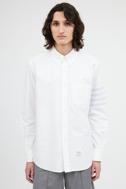 Thom Browne White Oxford Stripe 4-Bar Shirt