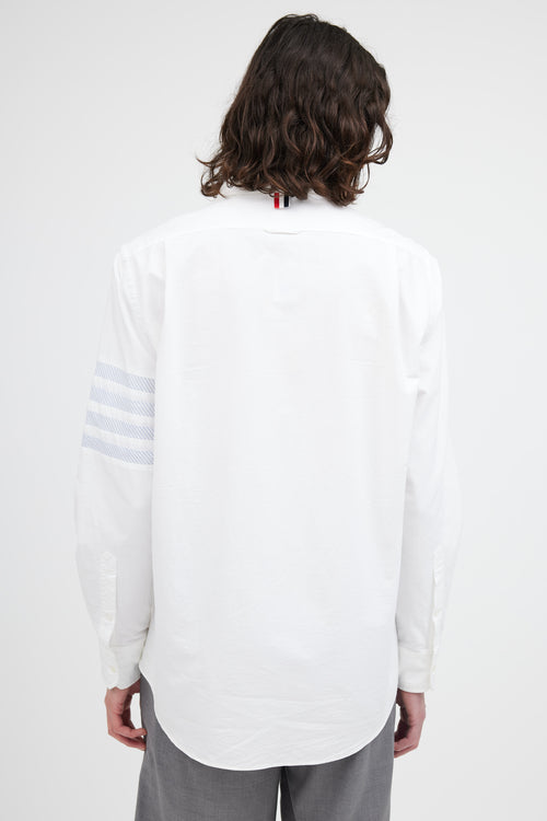 Thom Browne White Oxford Stripe 4-Bar Shirt